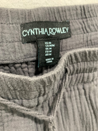 Medium Cynthia Rowley Womens Gray Gauzy Cotton Loose Fit Pants Pull On Pockets