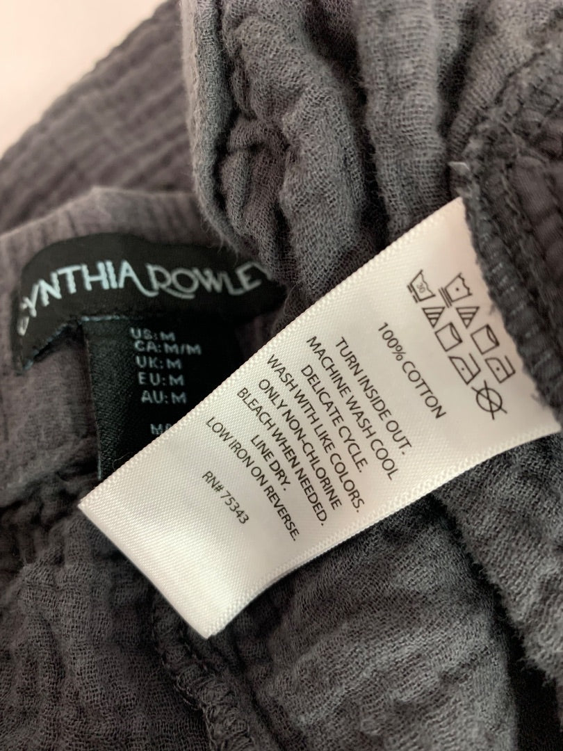 Medium Cynthia Rowley Womens Gray Gauzy Cotton Loose Fit Pants Pull On Pockets