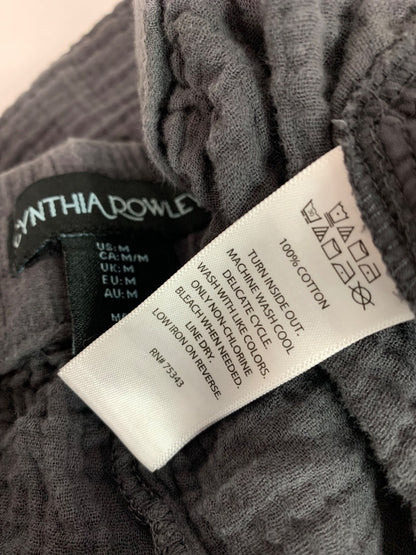 Medium Cynthia Rowley Womens Gray Gauzy Cotton Loose Fit Pants Pull On Pockets