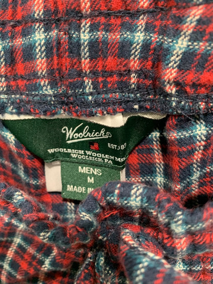 Medium Woolrich Mens Flannel Pajama Pants Cotton Red Plaid Elastic Drawstring