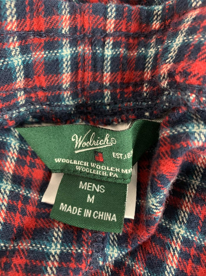 Medium Woolrich Mens Flannel Pajama Pants Cotton Red Plaid Elastic Drawstring