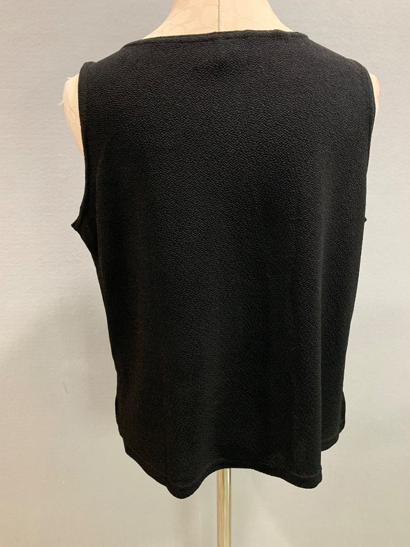 Size XL IC by Connie K Womens Black Shell Tank Sleeveless Shirt Stretch