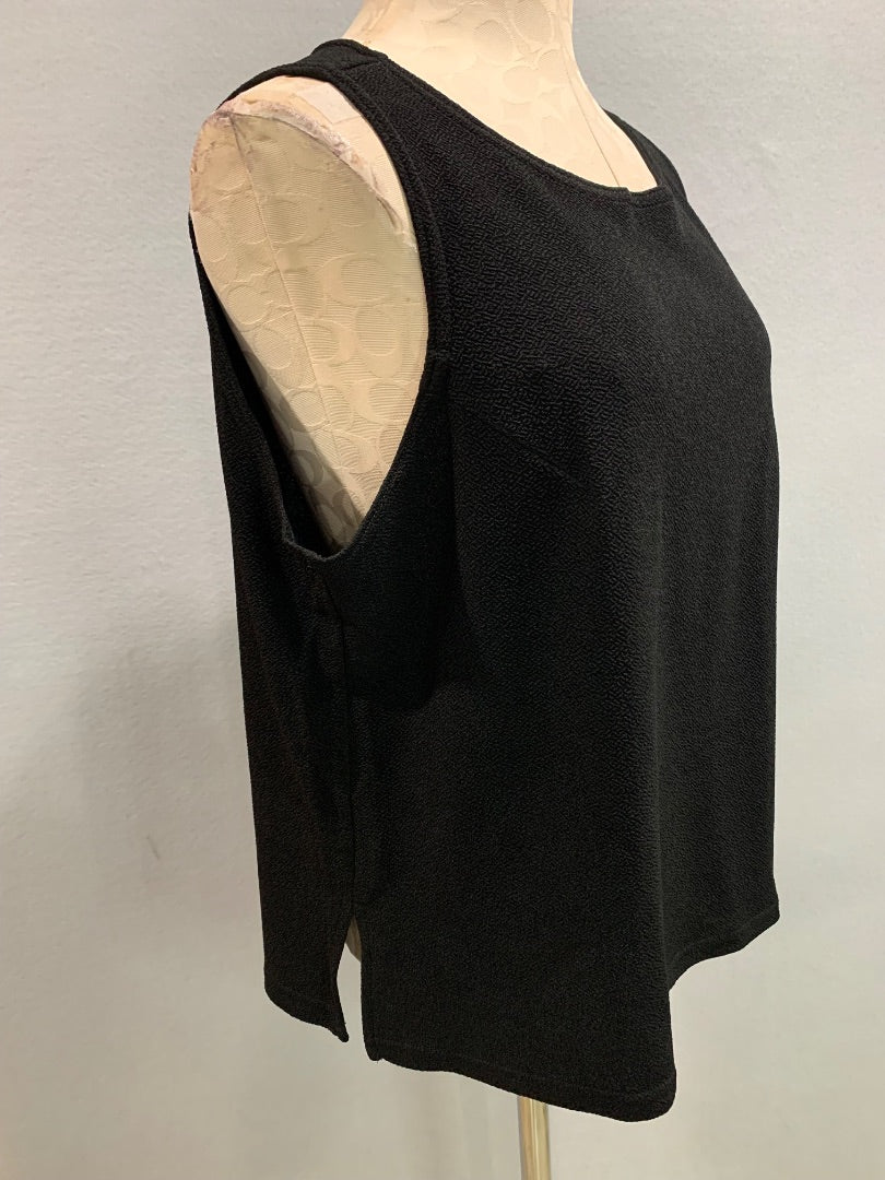 Size XL IC by Connie K Womens Black Shell Tank Sleeveless Shirt Stretch