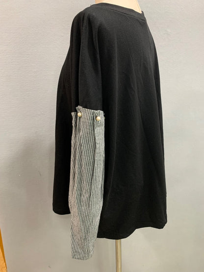 Size 3X Good Luck Gem Womens Shirt Embellished Bell Sleeve Black Gray