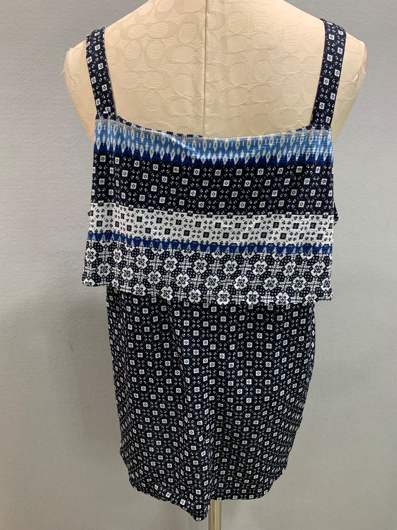 Size 18/20 Avenue Womens Blue Print Sleeveless Blouse Flowy