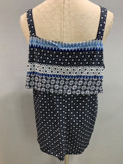 Size 18/20 Avenue Womens Blue Print Sleeveless Blouse Flowy