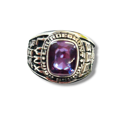 1998 Size 9.5 Lourdesmont High School Class Ring Champion Silvertone Purple Lynx