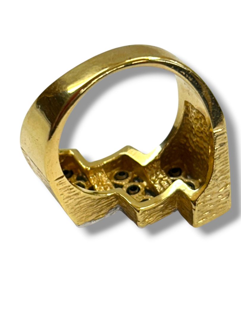 Vintage Size 10 Mens 14K Gold Electroplate Crystal Geometric Ring