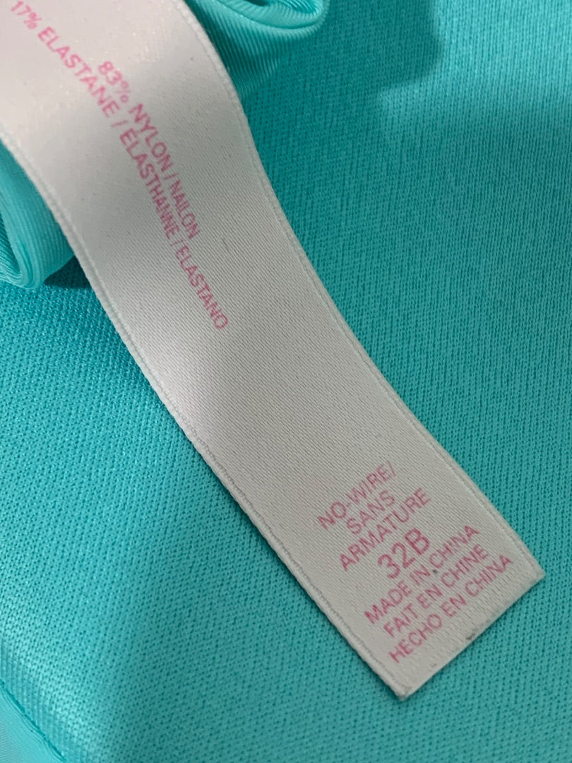 Size 32B Victorias Secret No Wire Padded Bra Turquoise 301420-X12