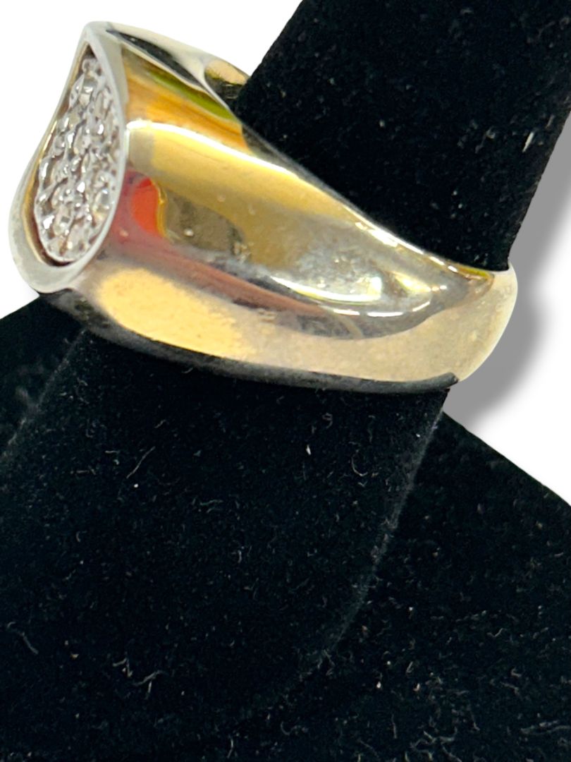 Vintage Size 9 Mens 14K Gold Electroplate Crystal Pave Ring