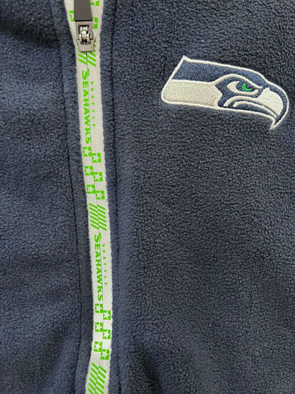 NWT Small Seattle Seahawks NFL Team Apparel Men's Fleece Vest Full Zip Navy Blue MSRP $95