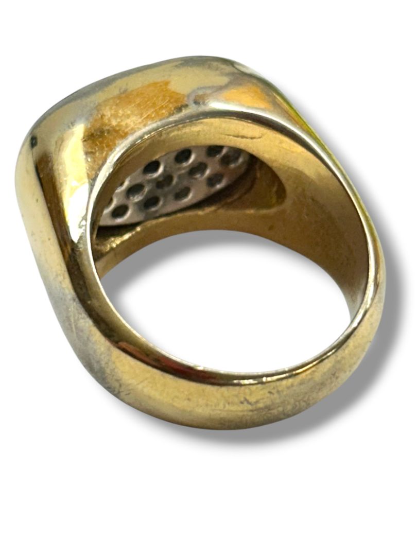 Vintage Size 9 Mens 14K Gold Electroplate Crystal Pave Ring