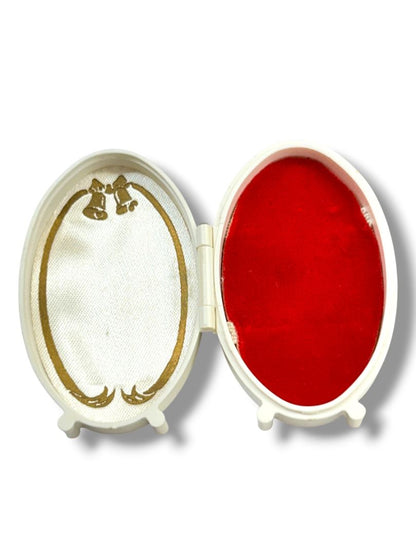 Vintage Rocket Jewelry Box Wedding Theme Rings White Celluloid Hinged