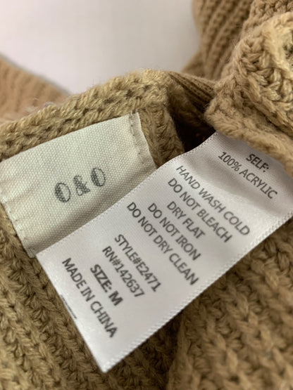 Medium O&O Womens Open Cardigan Brown Ruffle Sleeve Sweater Knit