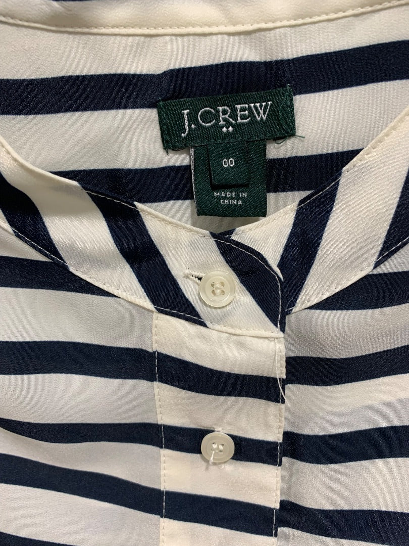 Size 00 J.Crew Womens Sleeveless Blouse Navy Blue White Stripe