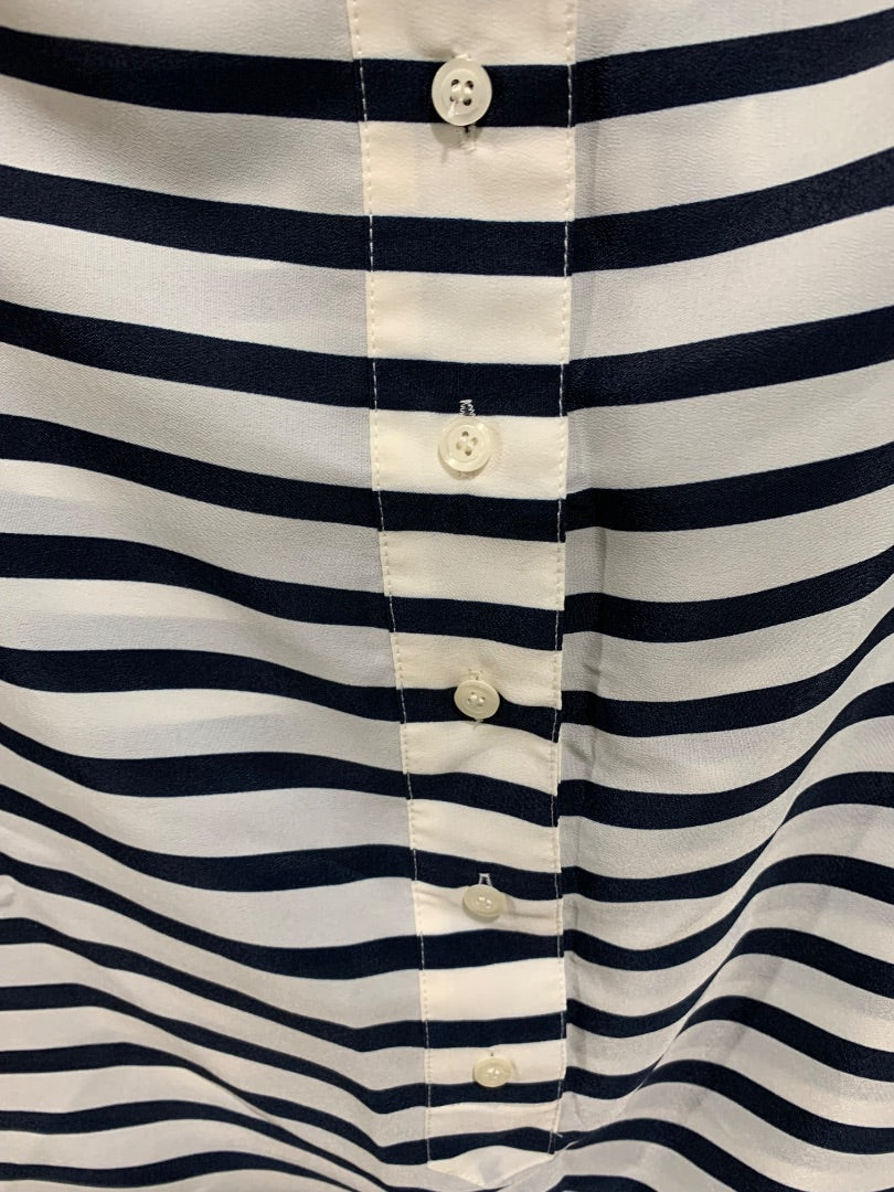 Size 00 J.Crew Womens Sleeveless Blouse Navy Blue White Stripe