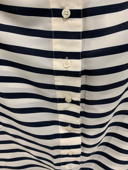 Size 00 J.Crew Womens Sleeveless Blouse Navy Blue White Stripe