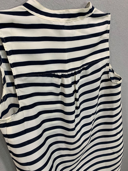 Size 00 J.Crew Womens Sleeveless Blouse Navy Blue White Stripe