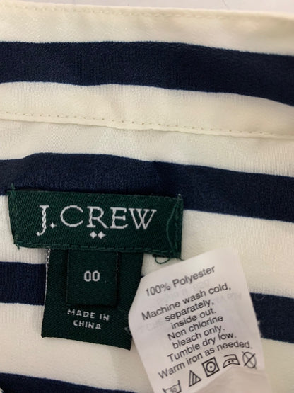 Size 00 J.Crew Womens Sleeveless Blouse Navy Blue White Stripe