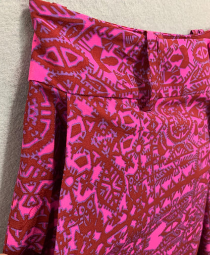 Size 10 Coldwater Creek Natural Fit Womens Pink Red Pattern Crop Pants Lightweight