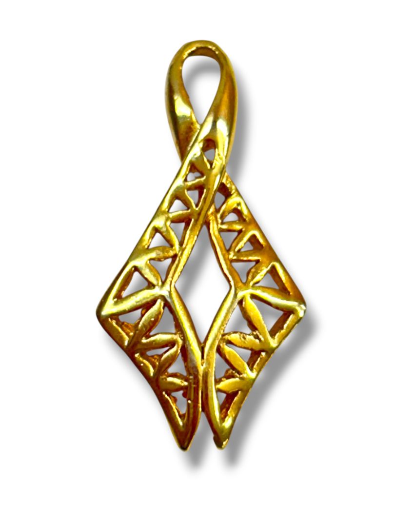 Vintage Goldtone Diamond Shape Pendant 1.2"