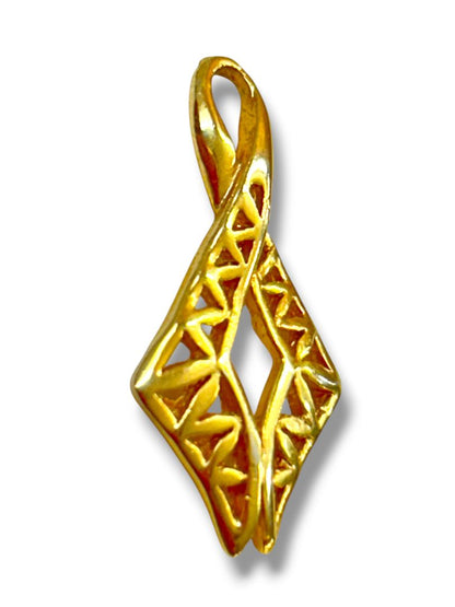 Vintage Goldtone Diamond Shape Pendant 1.2"