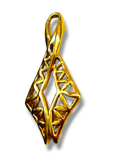 Vintage Goldtone Diamond Shape Pendant 1.2"