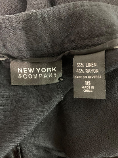 Size 16 New York & Co Womens Black Linen Blend Wide Leg Pants