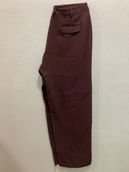 Size 10 Yansi Fugel Womens Burgundy Patterned Dress Pants Trousers