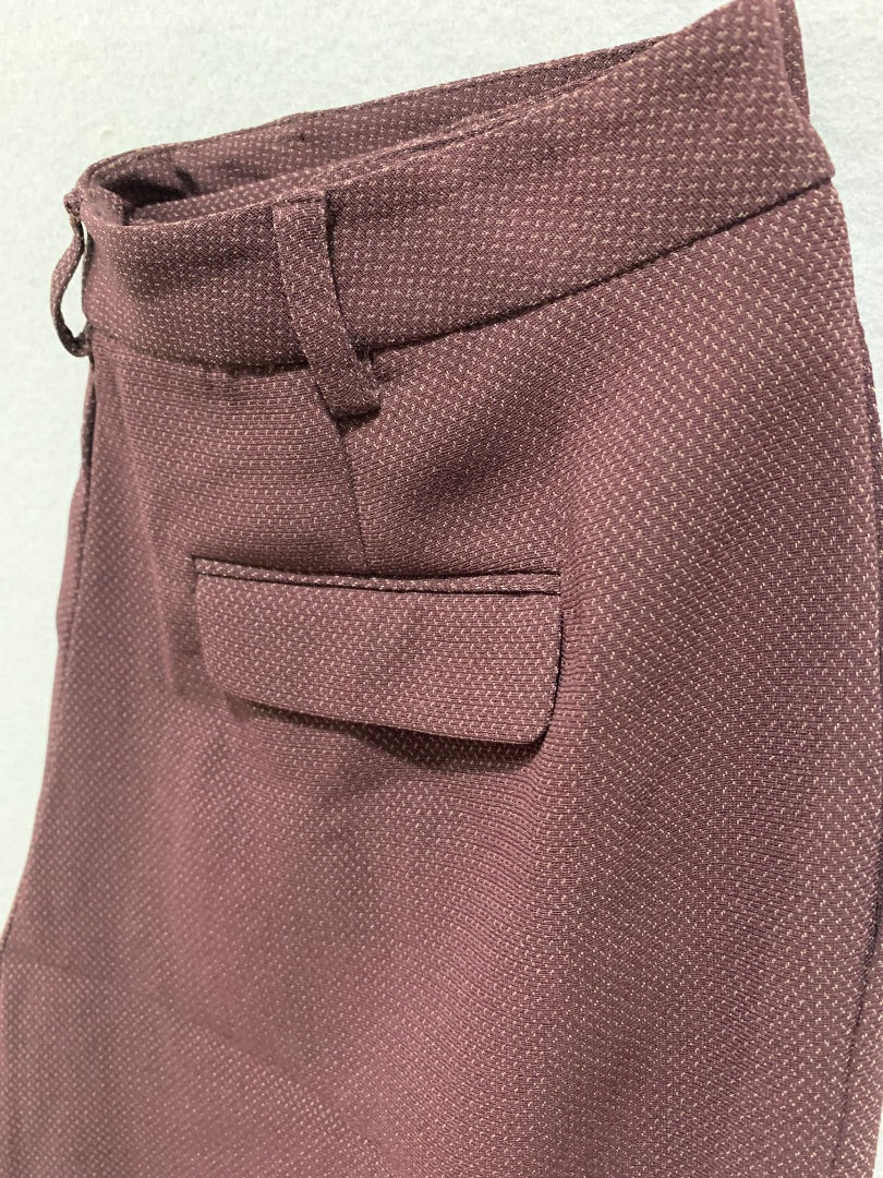 Size 10 Yansi Fugel Womens Burgundy Patterned Dress Pants Trousers