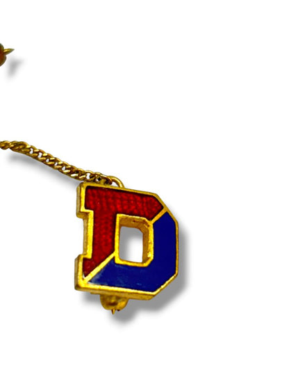 1960 Letter "D" Lapel Class Pin Goldtone Red Blue Enameled
