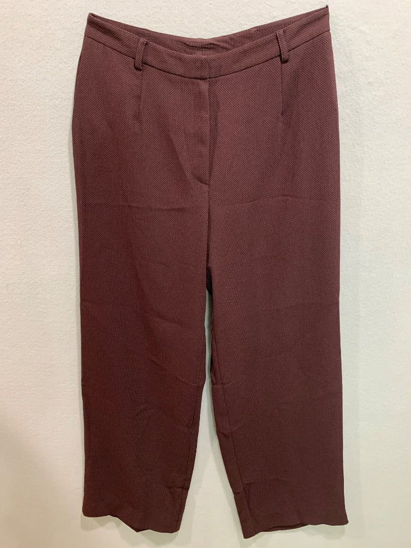 Size 10 Yansi Fugel Womens Burgundy Patterned Dress Pants Trousers