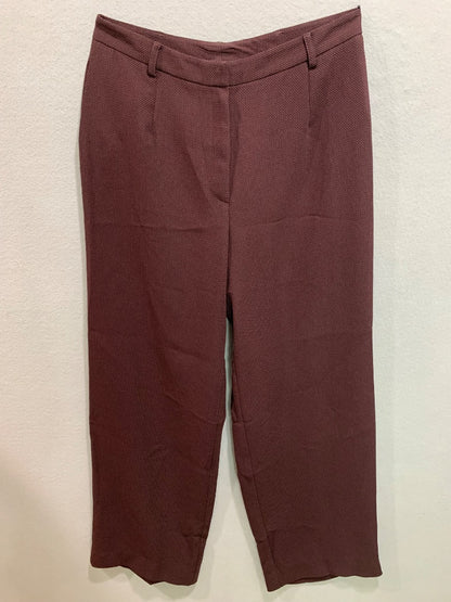 Size 10 Yansi Fugel Womens Burgundy Patterned Dress Pants Trousers