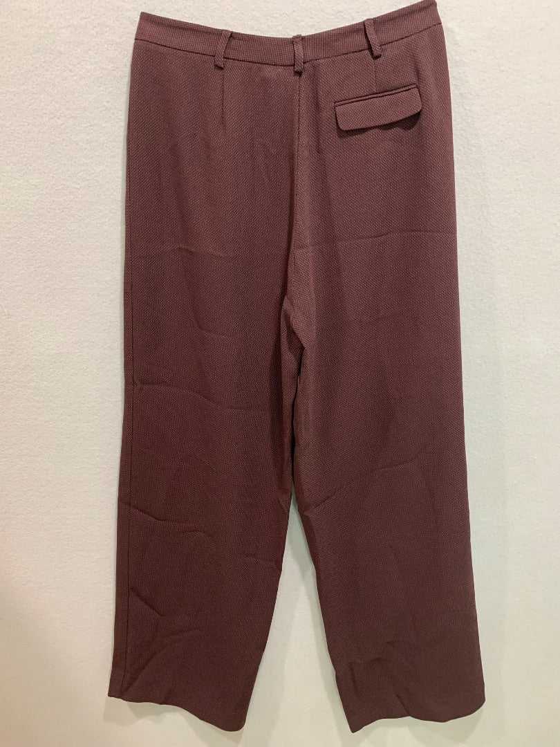 Size 10 Yansi Fugel Womens Burgundy Patterned Dress Pants Trousers