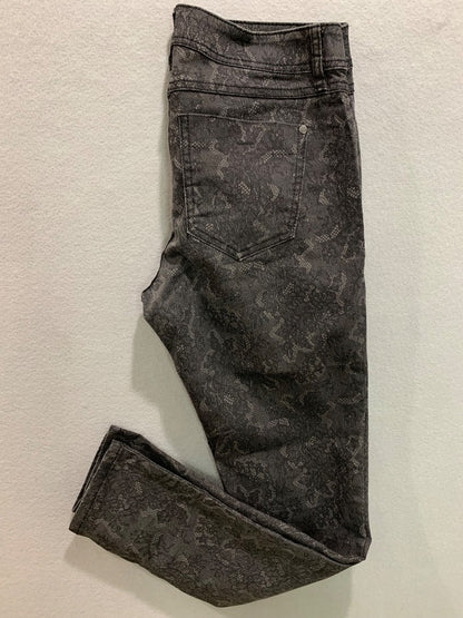 Size 8 Elle Womens Black Lace Print Skinny Jeans Stretch Denim