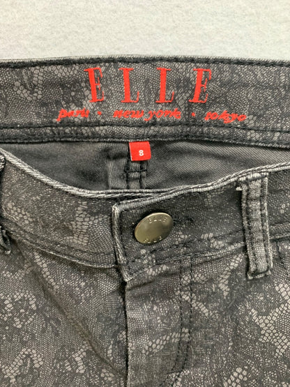 Size 8 Elle Womens Black Lace Print Skinny Jeans Stretch Denim