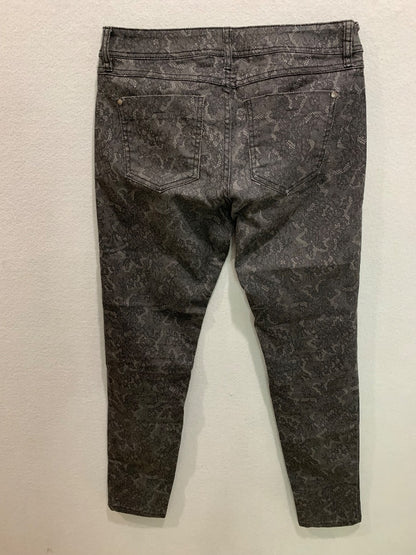 Size 8 Elle Womens Black Lace Print Skinny Jeans Stretch Denim