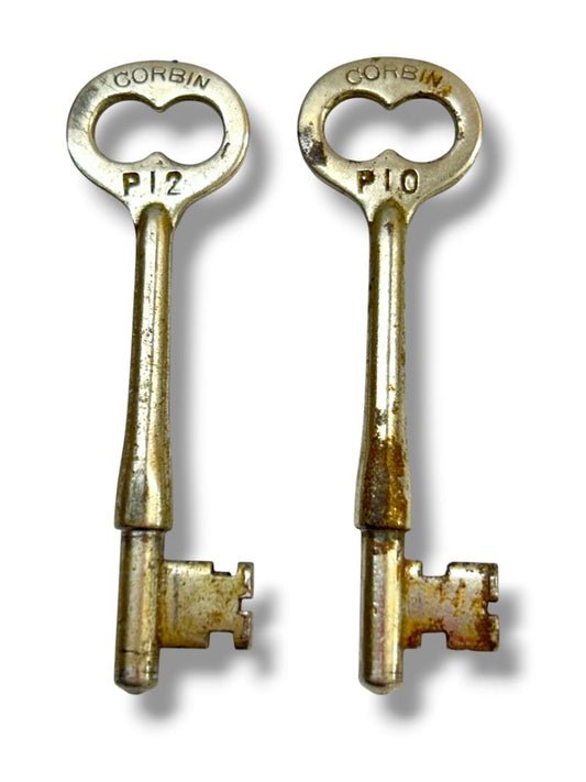 Vintage Skeleton Keys Corbin P10 and P12 Silvertone 2.75"L