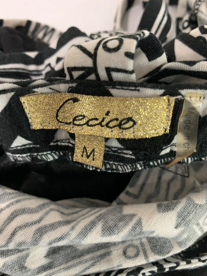 Medium Cecico Sundress Back Straps Open Hi Lo Hem Black White