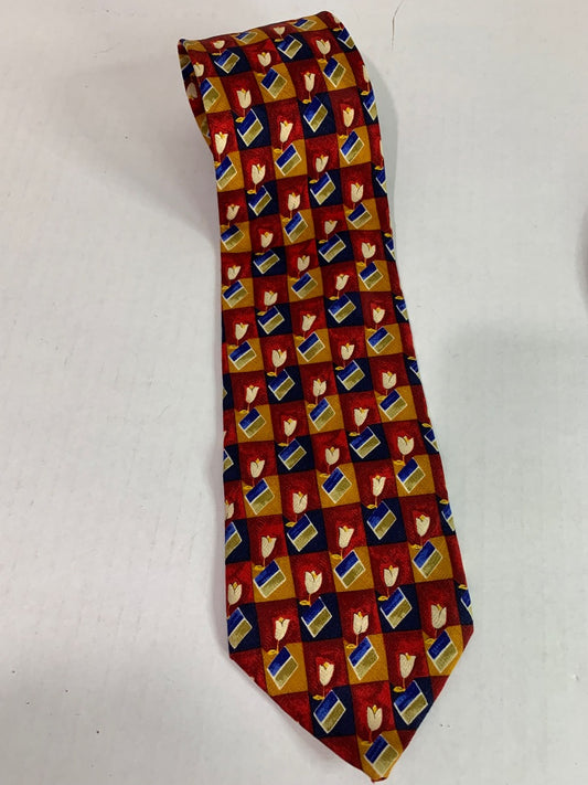 Robert Talbott Best of Class Mens Silk Necktie 58" Red Blue Print 4"