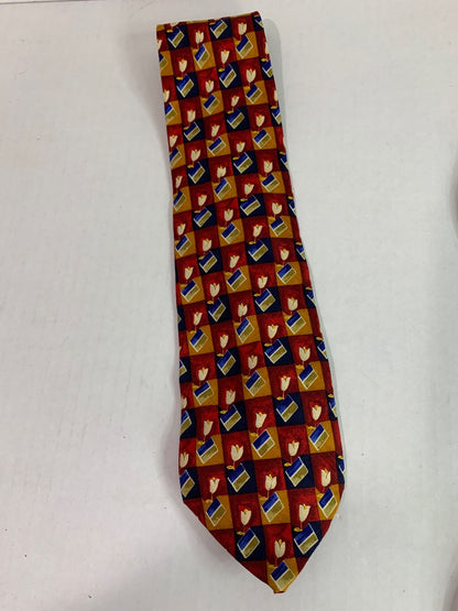 Robert Talbott Best of Class Mens Silk Necktie 58" Red Blue Print 4"