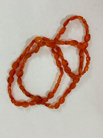 Carnelian Stone Beaded Strand String Necklace 28" Overhead No Clasp