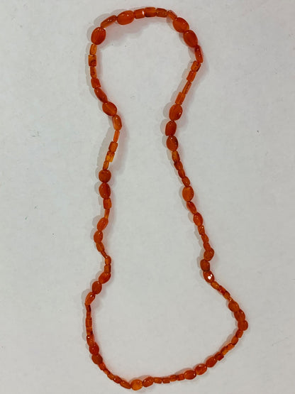 Carnelian Stone Beaded Strand String Necklace 28" Overhead No Clasp