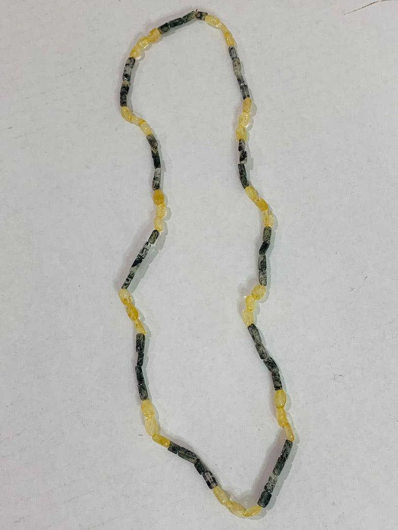 Citrine and Quartz Stone Beaded Strand String Necklace 28" Overhead No Clasp