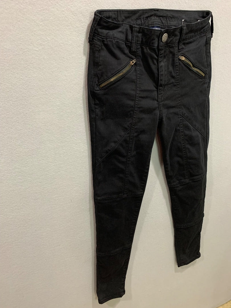 Size 4 American Eagle Womens Black Hi-Rise Jeggings Super Stretch