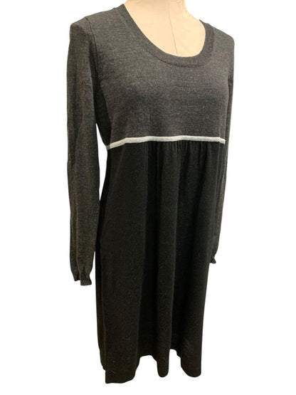 Large Loft Gray Black Colorblock Sweater Dress Wool Blend