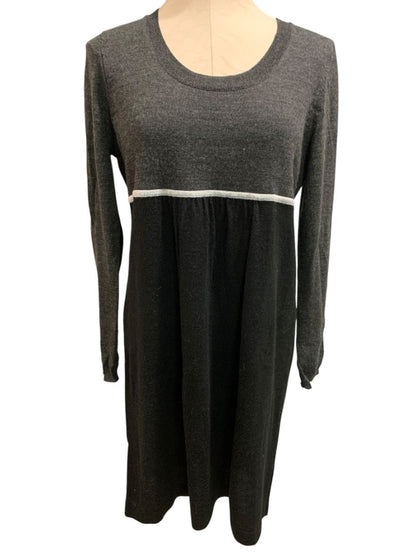 Large Loft Gray Black Colorblock Sweater Dress Wool Blend