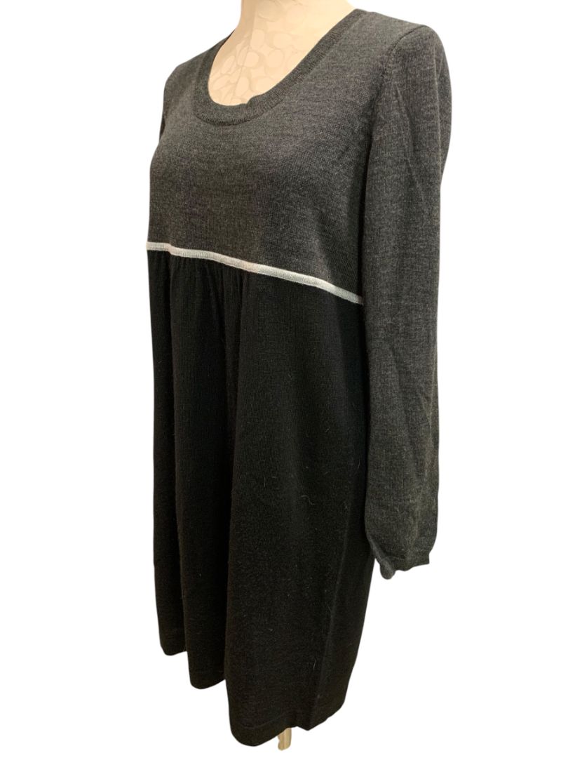Large Loft Gray Black Colorblock Sweater Dress Wool Blend