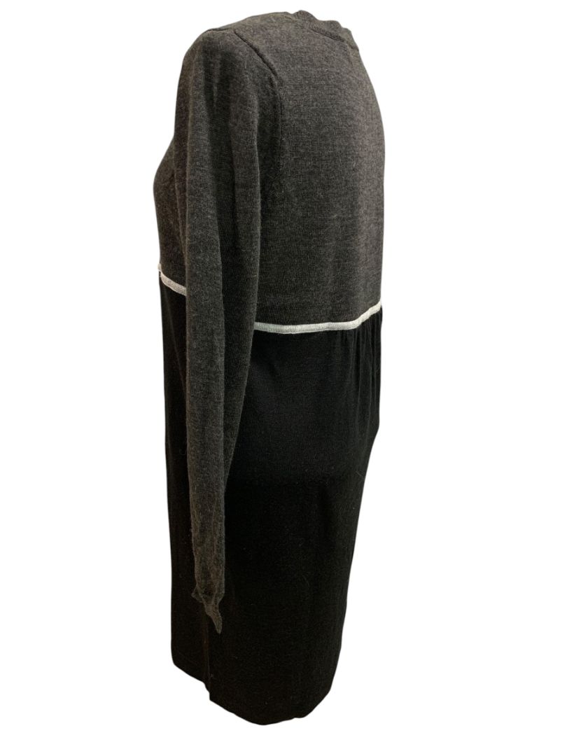 Large Loft Gray Black Colorblock Sweater Dress Wool Blend