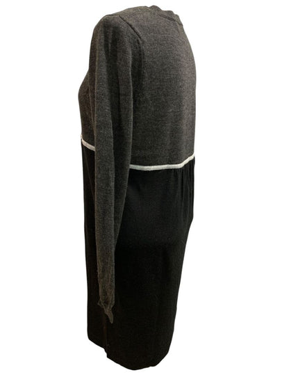 Large Loft Gray Black Colorblock Sweater Dress Wool Blend